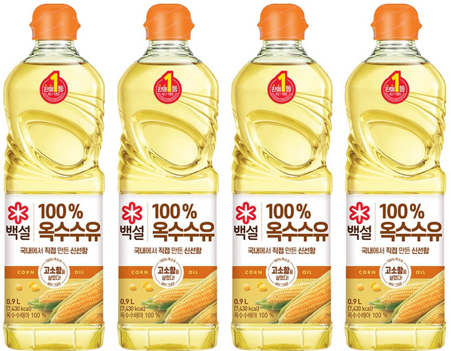 CJ BEKSUL 白雪 玉米油, 900ml, 4個