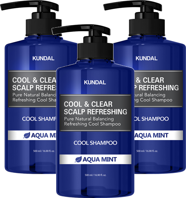 KUNDAL 昆黛爾 酷爽潔淨洗髮精 Aqua Mint, 500ml, 3瓶