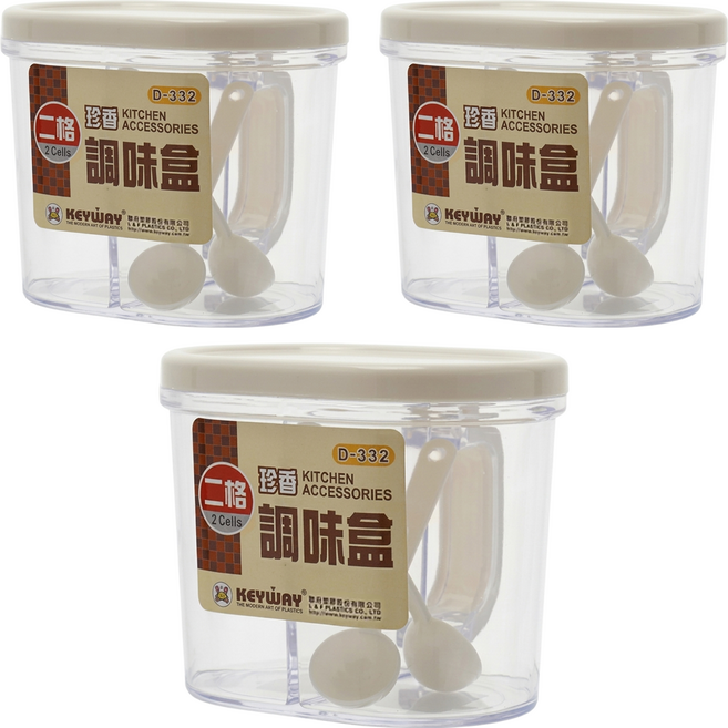 KEYWAY 聯府 珍香二格調味盒, 700ml, 3個