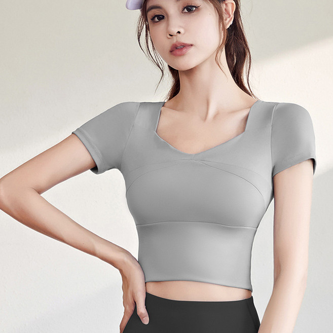 PEONIST 女性瑜珈皮拉提斯短版短袖上衣