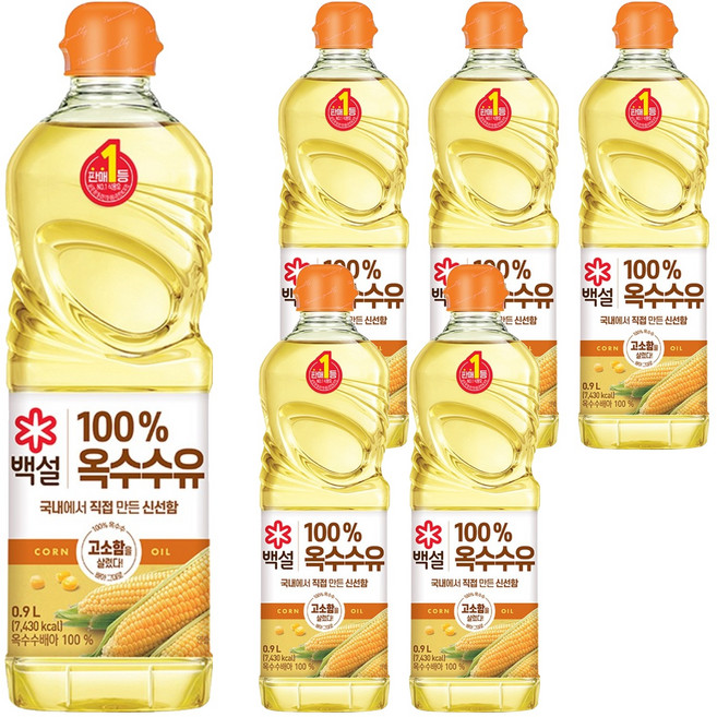 CJ BEKSUL 白雪 玉米油, 900ml, 6個