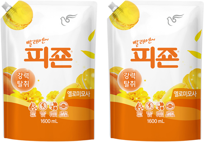 피죤 레귤러 섬유유연제 옐로미모사향 리필, 1.6L, 1개입, 2개