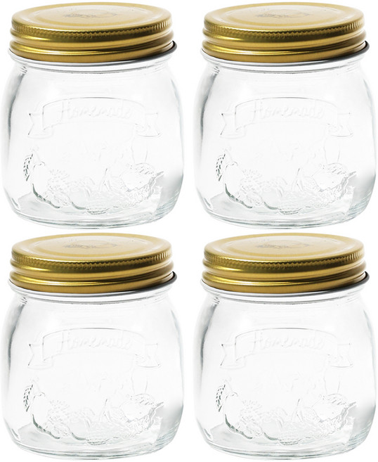 키볼리 원형 홈메이드 콰트로 유리병 잼통, 250ml, 4개