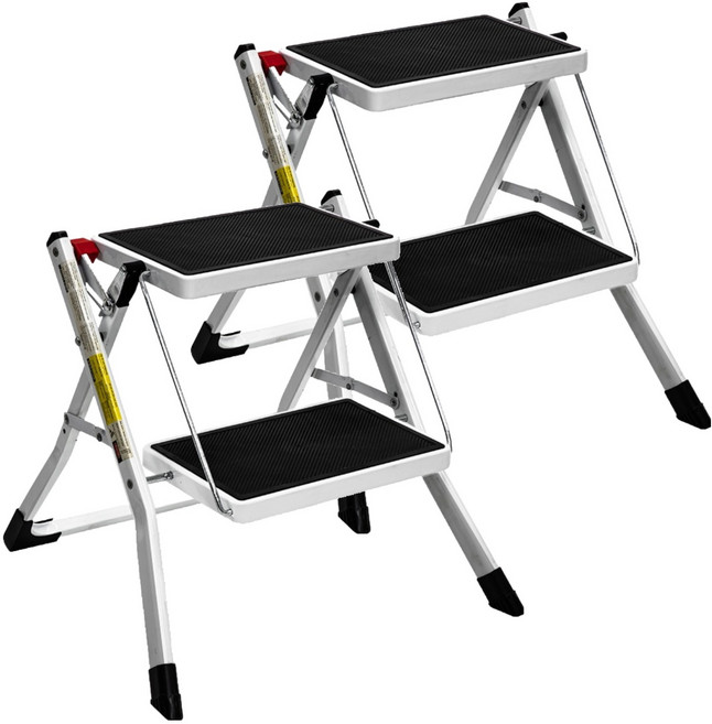 로티홈시스 발판 사다리 2단 화이트블랙, 2개