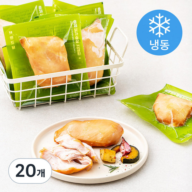 브랜드닭 건강한 플러스 훈제 닭가슴살 (냉동), 100g, 1개입, 20개