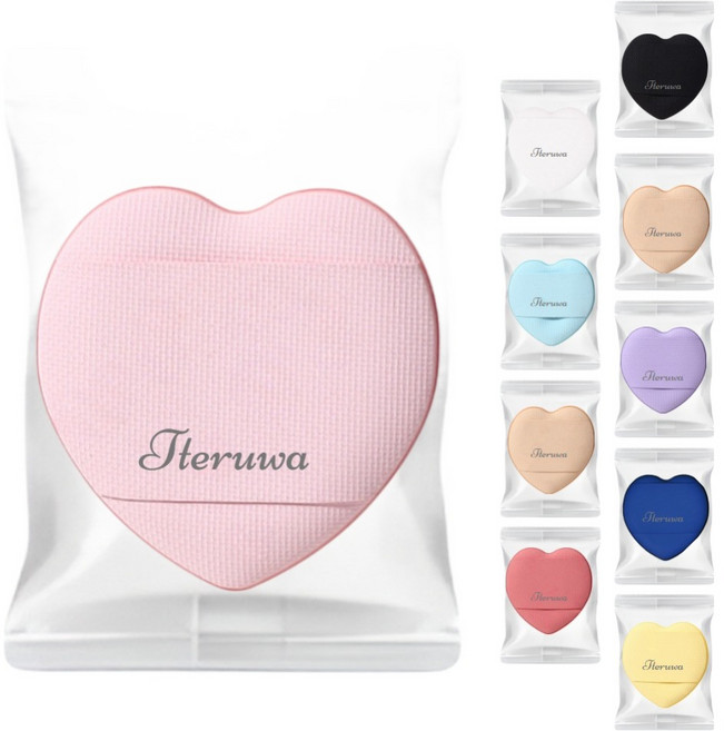 떼루와 초밀착 하트 미니 퍼프 메이크업 에어 쿠션 개별포장, 10개, 랜덤발송