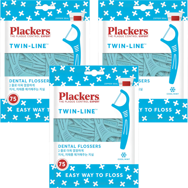 플랙커스 트윈라인 치실, 75개입, 3개