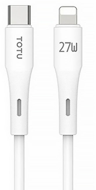 TOTU 拓途 27W Type-C to Lightning 液態矽膠傳輸快充線 親膚 防火耐寒 不易斷 3A, 2m, 白色, 1條