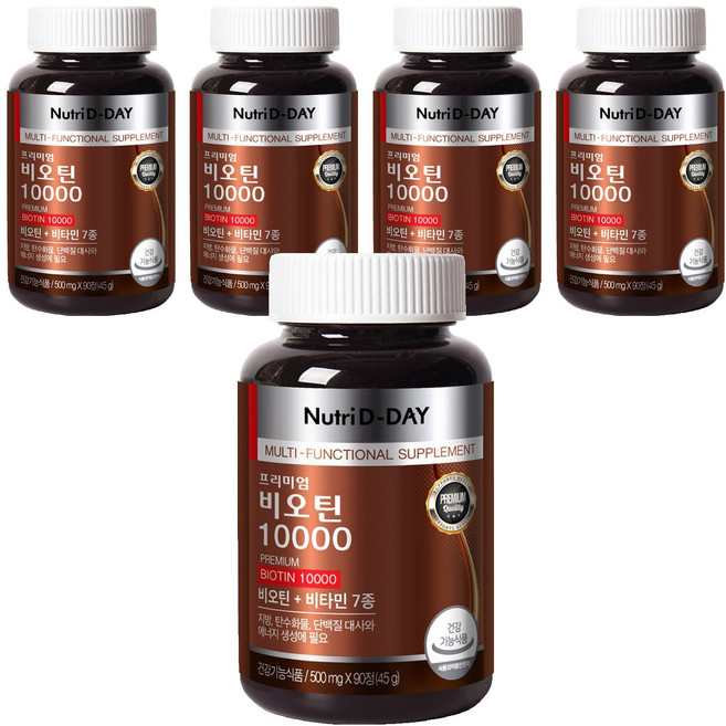 뉴트리디데이 프리미엄 비오틴 10000, 90정, 5개