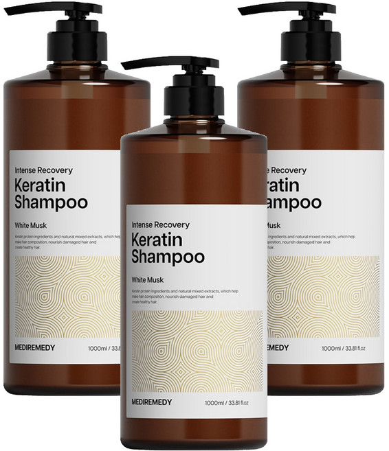 메디레머디 인텐스 리커버리 극손상 단백질 샴푸 화이트머스크향, 1L, 3개