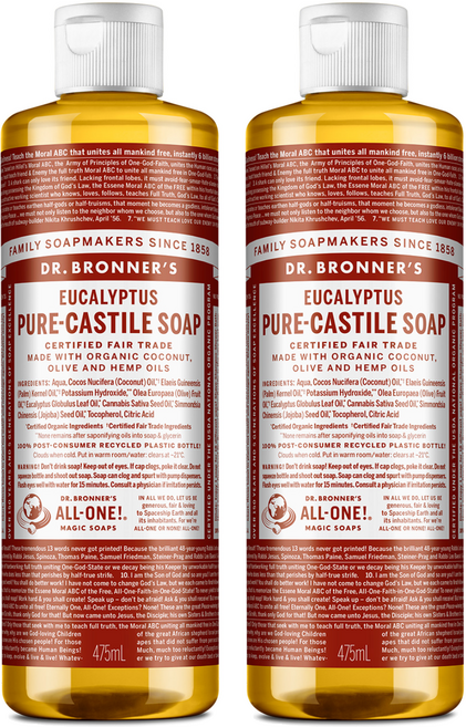 닥터브로너스 유칼립투스 퓨어 캐스틸 솝 바디워시, 475ml, 2개