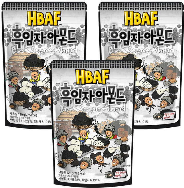 바프 흑임자 아몬드, 120g, 3개