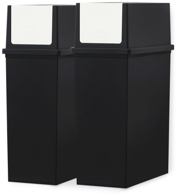 리빙스마일 분리수거함 푸시형 2p + 스티커, 블랙, 1세트