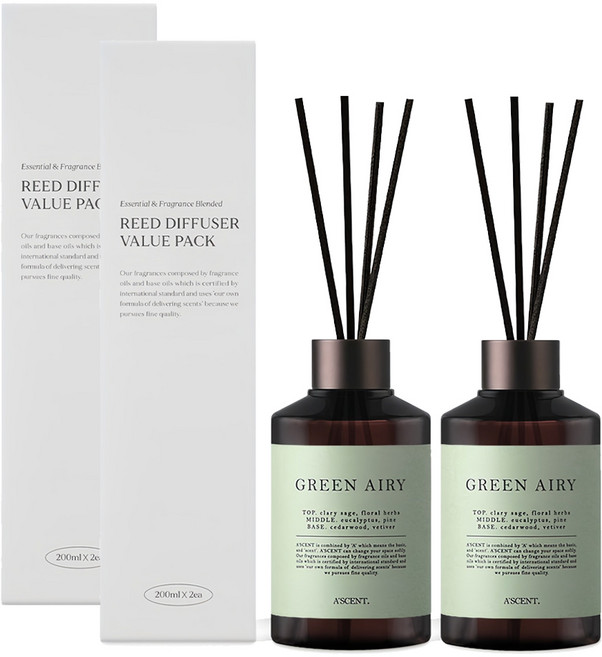 에이센트 퍼퓸드 디퓨저, 그린에어리, 200ml, 4개