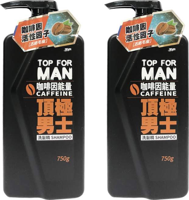 TOP 脫普 男士咖啡因能量洗髮精 750g 新一代咖啡因子 弱酸性配方, 2瓶