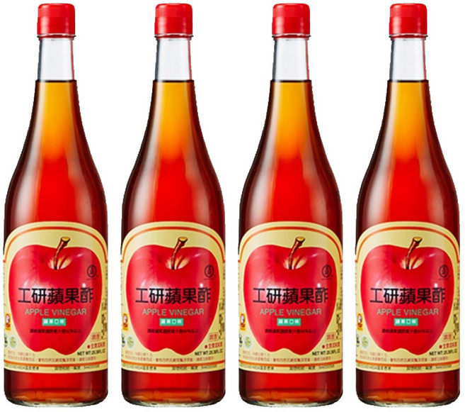 KONG YEN 工研 蘋果醋, 4瓶, 750ml