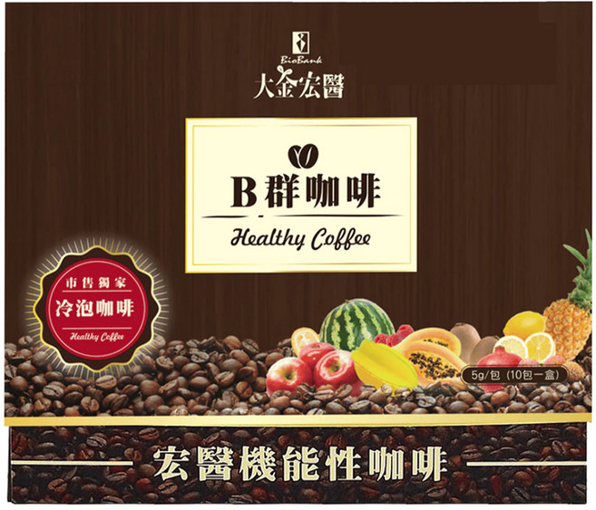 BioBank 大金宏醫 宏醫百大酵素B群機能性咖啡, 5g, 10包, 1盒