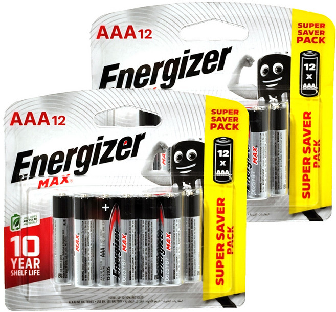 Energizer 勁量 Max 鹼性 AAA 4號電池 超值裝 10年保存期限, 12顆, 2組