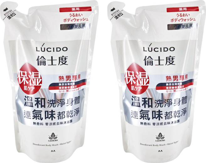 LUCIDO 倫士度 零涼感男沐浴露補充包, 2包, 380ml