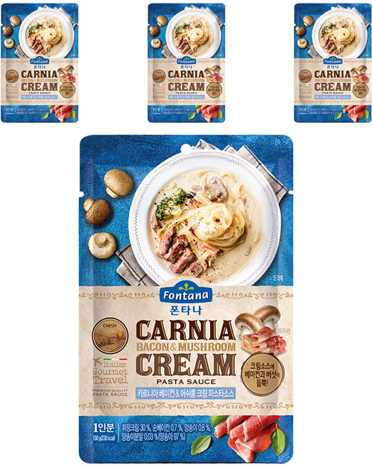 폰타나 카르니아 베이컨 머쉬룸 크림 파스타소스, 130g, 4개