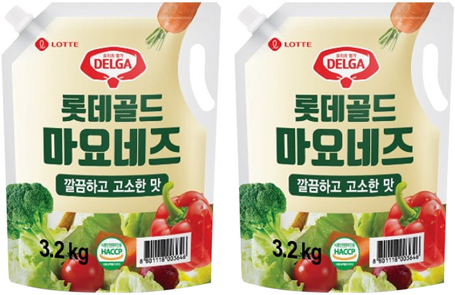 롯데푸드 골드 마요네즈 스파우트 파우치, 3.2kg, 2개