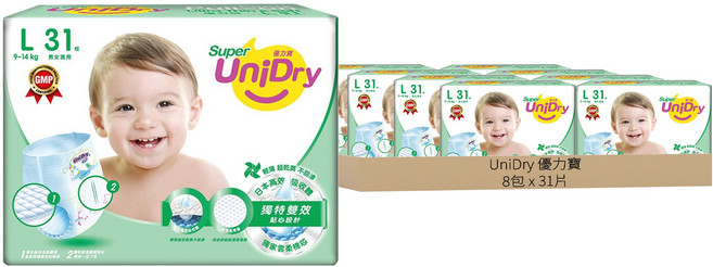 UniDry 優力寶 優力褲/尿布 9~14kg, L, 248片