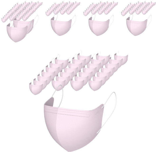가드데이 KF94 새부리형 황사방역 컬러 마스크 대형, 핑크, 6개, 100매입
