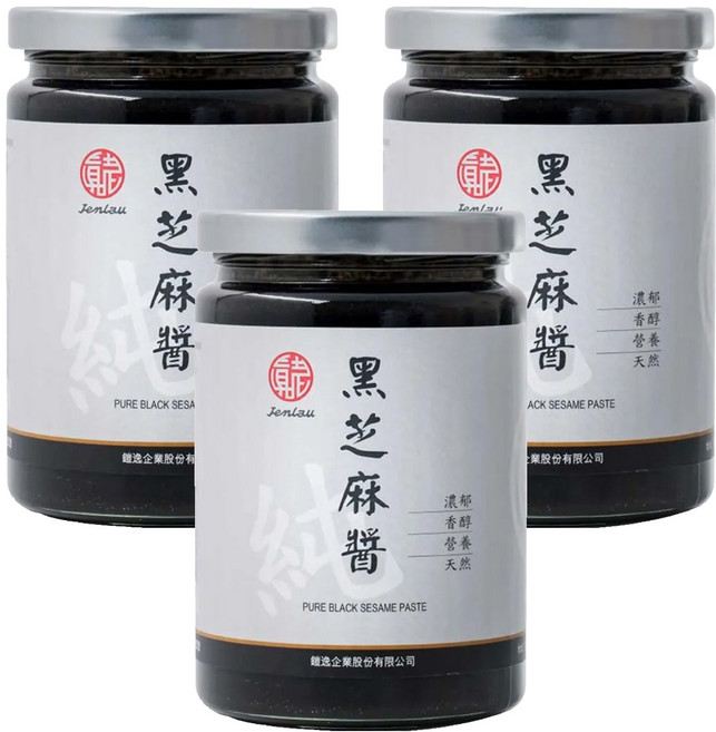 真老 純黑芝麻醬, 350g, 3罐
