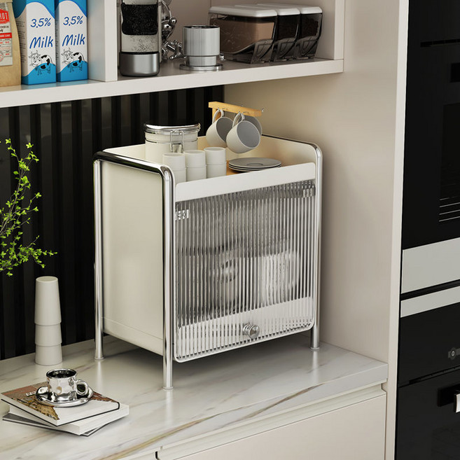 호랑소랑 구겐하임 철제 슬라이딩 아크릴도어 수납함, 화이트