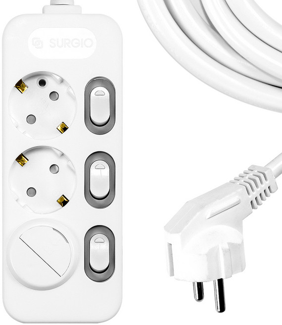 써지오 개별 안전커버 멀티탭 3구 DH-2039-RT + 안전커버 1P, 10m, 혼합색상, 1개