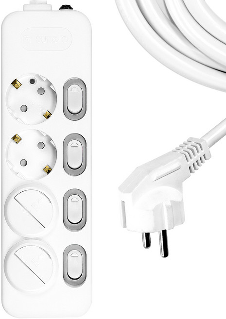 써지오 스위치 개별 멀티탭 4구 DH-1648-MT + 안전커버 2개, 5m, 1개