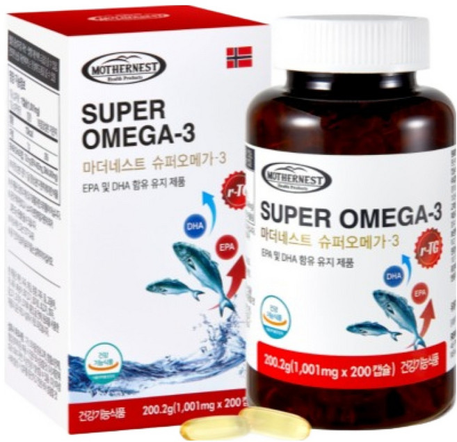마더네스트 rTG 슈퍼오메가 3 200.2g, 200정, 1개