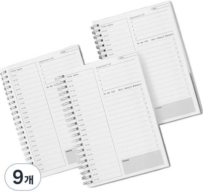 A5 데일리 플래너, 혼합색상, 9개