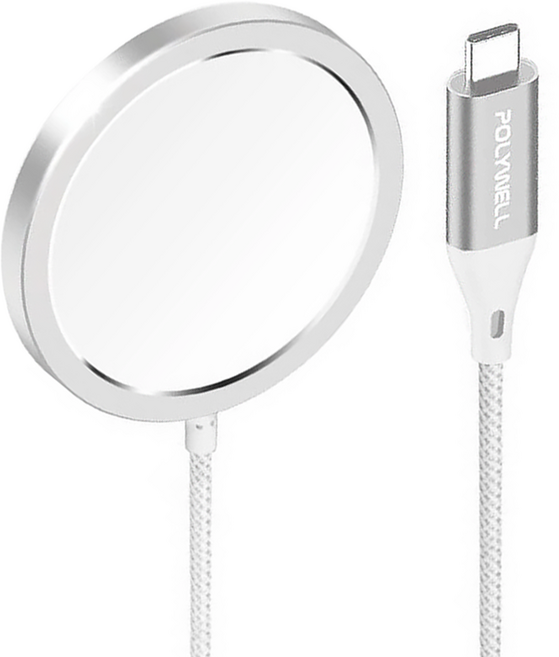 POLYWELL 寶利威爾 磁吸無線充電器 PW15-T65-0575, 銀色, 1個