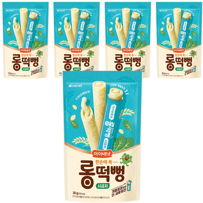아이배냇 롱떡뻥 시금치, 5개, 30g, 시금치맛