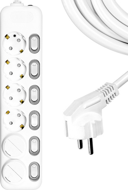 써지오 개별스위치 멀티탭 6구 DH-1668-MT + 안전커버 2p 랜덤 발송, 10m, 1개