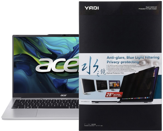 YADI 亞第 插卡隱貼 16：9 水之鏡防窺片 Acer Lite AL15 71P 54V5專用, 黑色, 1片