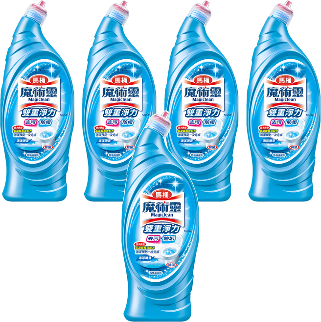 Kao 花王 Magiclean 魔術靈 台灣公司貨 雙重淨力 馬桶清潔劑 海洋清香, 650ml, 5瓶