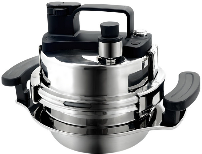 코코리 스피드 압력솥 2인용, 0.8L, 실버 + 블랙, 1개