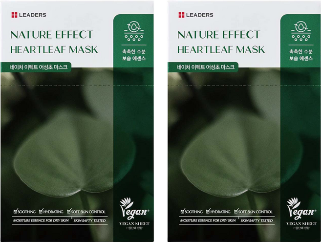 LEADERS 麗得姿 Nature Effect 魚腥草保濕補水面膜 Set 10片 純素面膜, 2盒