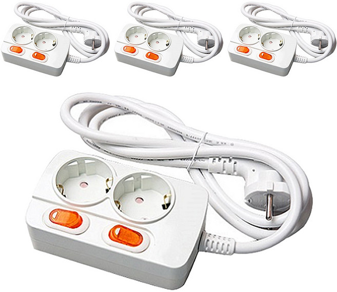 메이프 개별 스위치형 세이프 홈 멀티탭 2구, 2.5m, 랜덤 발송, 4개