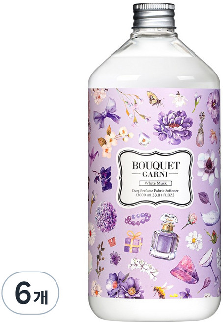 부케가르니 딥퍼퓸 섬유유연제 화이트머스크 본품, 1L, 6개