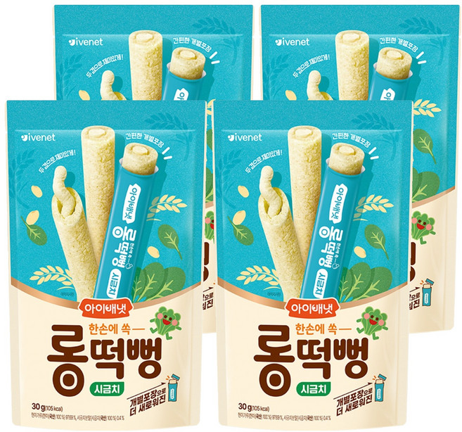 아이배냇 롱떡뻥 시금치, 4개, 30g, 시금치맛