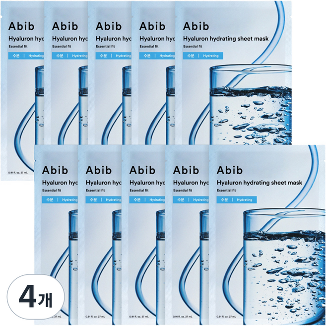 아비브 히알루론 수분 시트 에센셜핏 마스크팩, 10개입, 4개