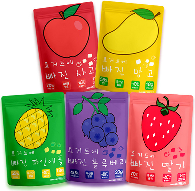 요거트에 빠진 과일칩 5종 세트, 1세트, 과일 + 요거트 혼합맛