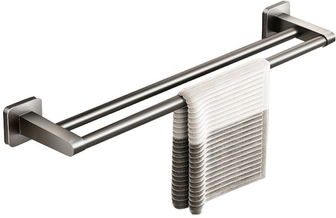 한봄누리 무타공 수건걸이 와이드 2단 70cm, 그레이, 1개