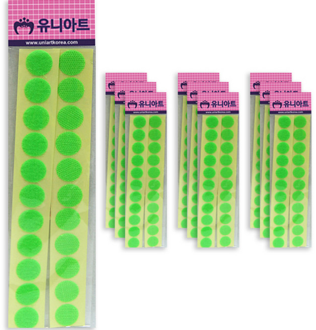 유니아트 원형찍찍이 20mm 연두, 10개