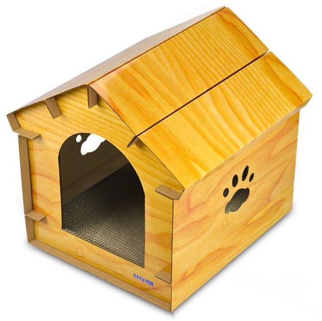 딩동펫 고양이 스크래쳐 아늑하우스, 라이트우드, 1개