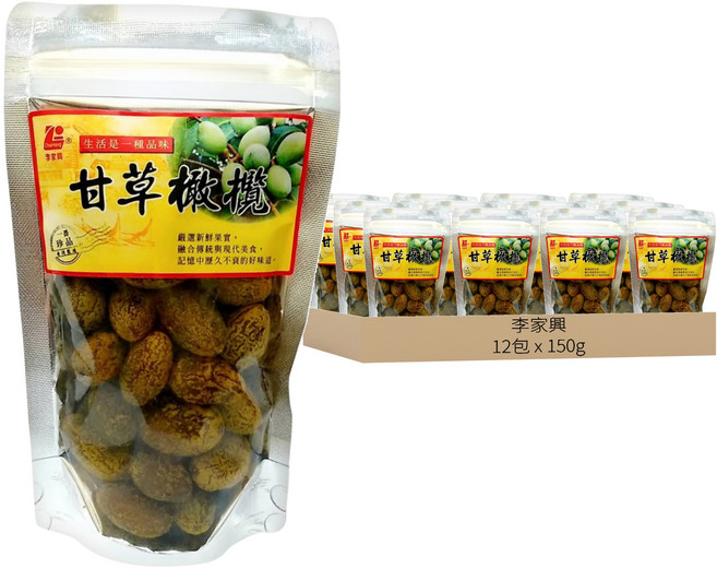 李家興 甘草橄欖, 150g, 12包