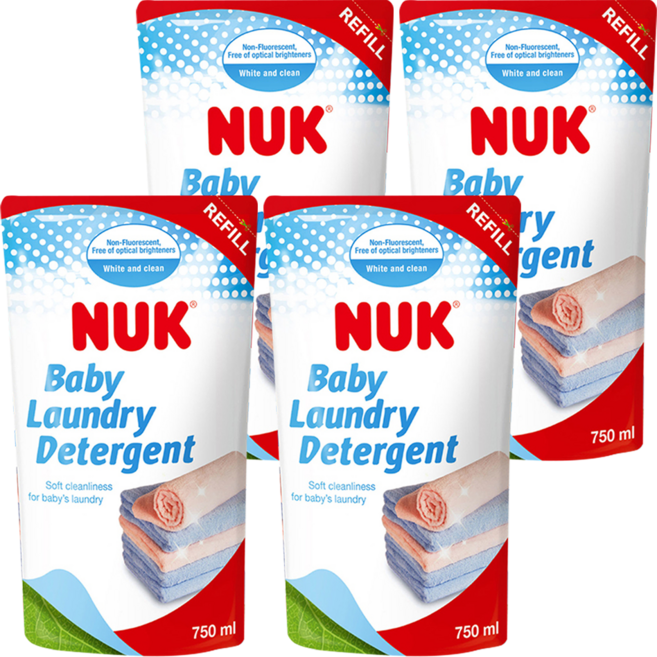 NUK 嬰兒洗衣精補充包 750ml 無螢光劑添加 無化學殘留 無需額外柔順劑, 4包